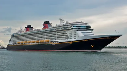 Disney Fantasy cruise ship sailing in water