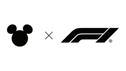 Disney and F1 logos on a white background