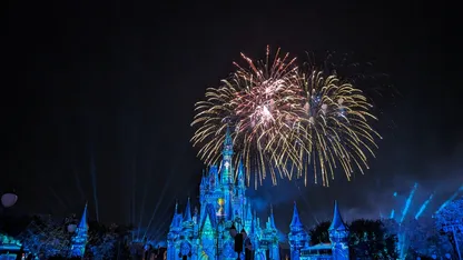 Fireworks explode above Cinderella's Castle at Walt Disney World in Florida