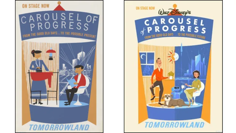 Carousel of Progress poster with the text “On Stage Now” and “Tomorrowland”