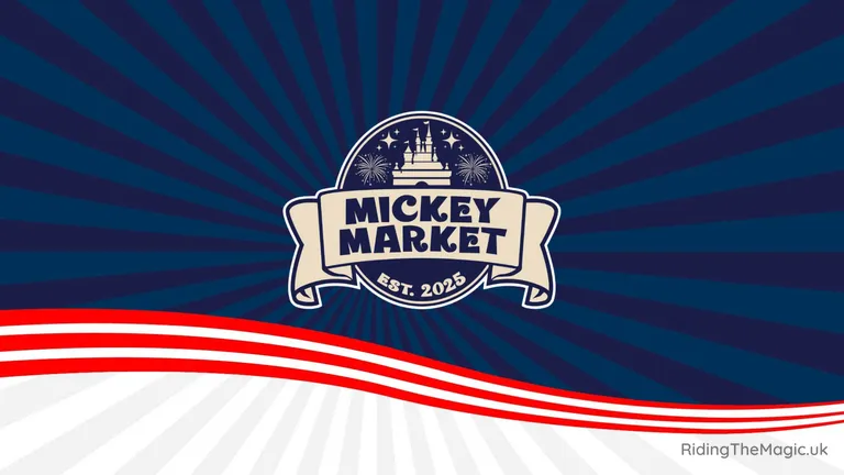 Mickey Market logo with “EST. 2024” text, set against blue rays and red-and-white stripes.