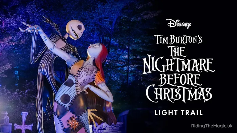 Disney Tim Burton’s The Nightmare Before Christmas Light Trail featuring Jack Skellington and Sally.