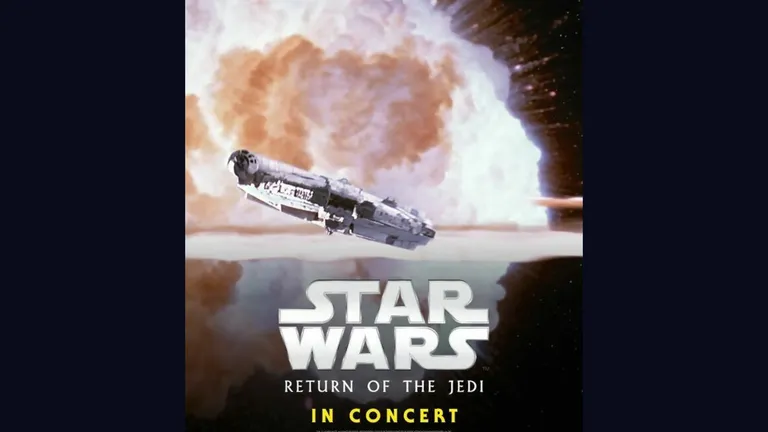 Star Wars: Return of the Jedi in Concert poster featuring a starship against an explosion.