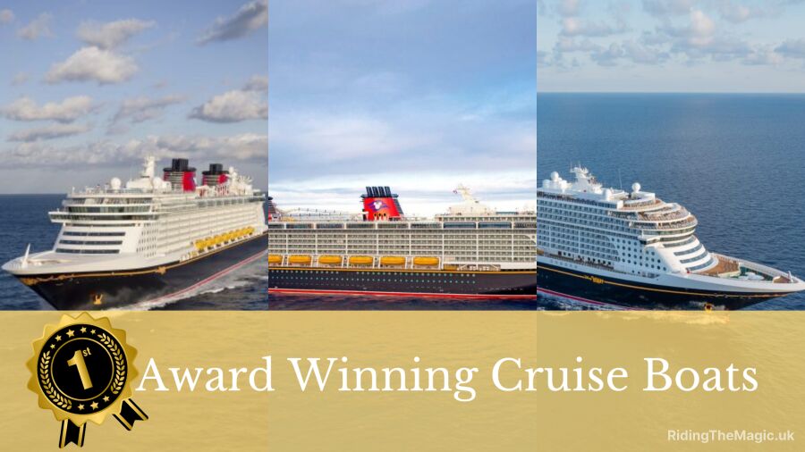 Collage of three cruise ships with text overlay