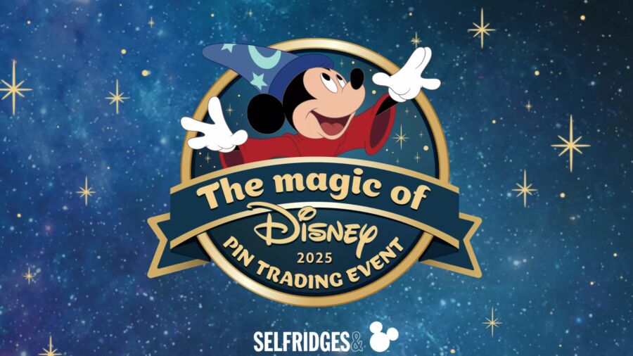 The magic of Disney Pin Trading Event 2025 logo with Mickey Mouse