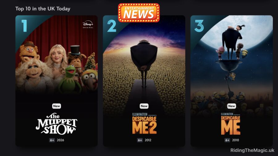 Three posters for the top 10 movies in the UK today