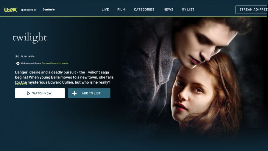 Twilight movie poster featuring a vampire and his human love interest