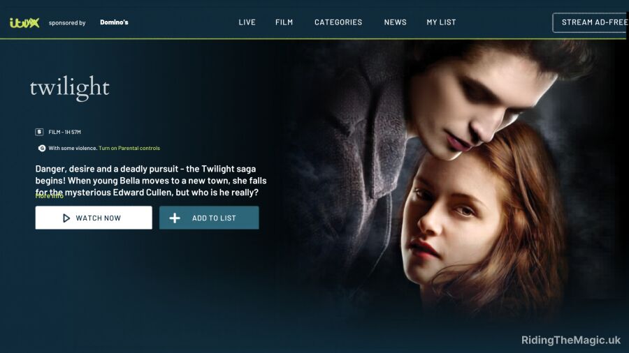 Twilight movie poster featuring a vampire and his human love interest