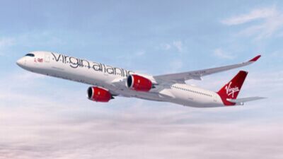 Virgin Atlantic plane flying in the sky