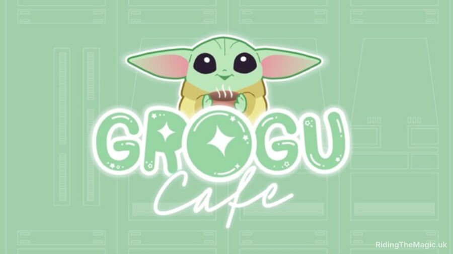 Grogu Cafe logo featuring Grogu holding a cup of coffee