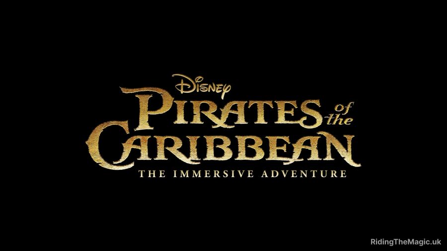 Pirates of the Caribbean: The Immersive Adventure logo in gold on a black background