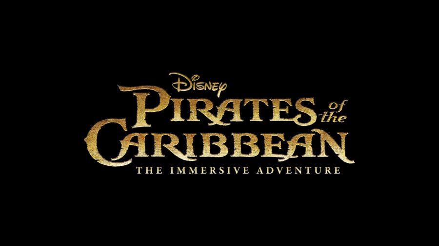 Pirates of the Caribbean: The Immersive Adventure logo in gold on a black background