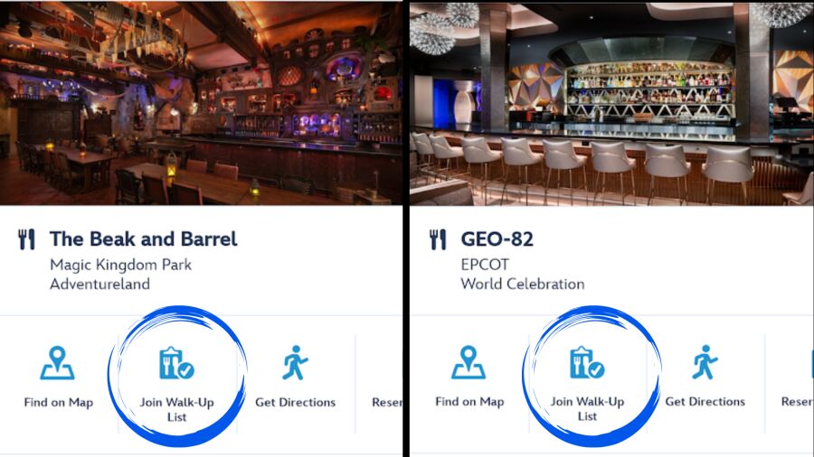 Two images of restaurants with walk up options