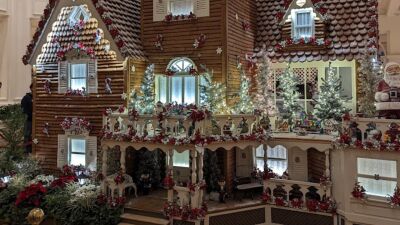 Grand Floridian gingerbread house decorated for Christmas at Walt Disney World in Florida