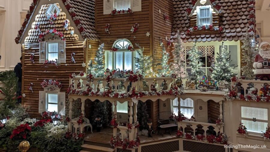 Grand Floridian gingerbread house decorated for Christmas at Walt Disney World in Florida