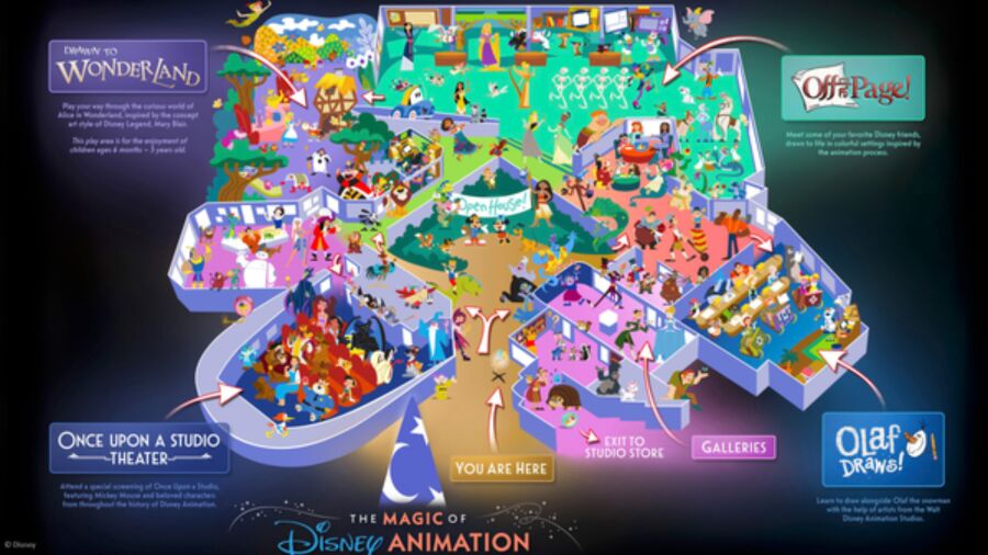 A map of the Disney Animation Studio ride at Disney World