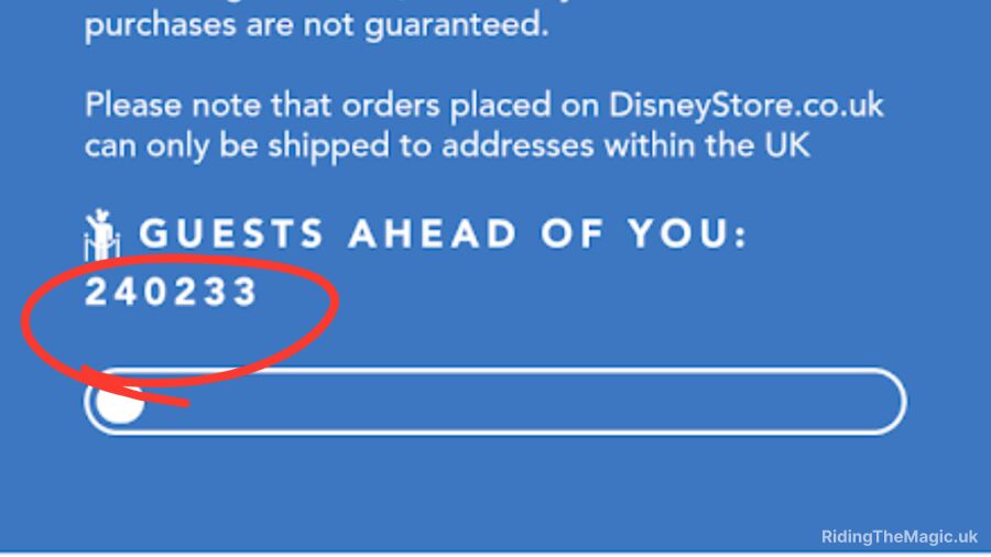 Guests ahead of you: 240233 on DisneyStore.co.uk