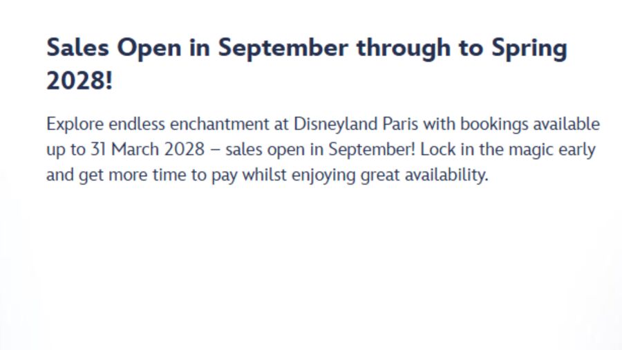 Sales open in September through to Spring 2028