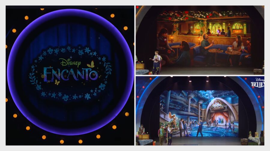 Collage of images showing the Encanto and Beauty and the Beast rides