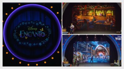 Collage of images showing the Encanto and Beauty and the Beast rides