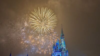 Fireworks over Cinderella Castle at Disney World