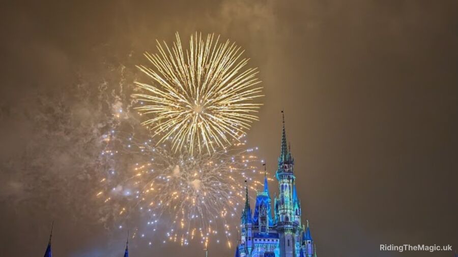 Fireworks over Cinderella Castle at Disney World