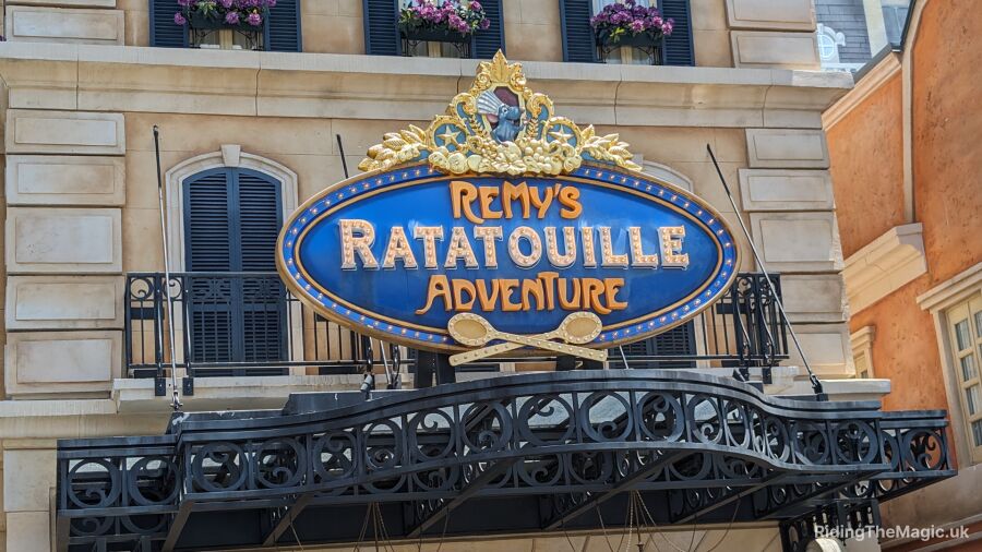 Remy's Ratatouille Adventure entrance sign at Walt Disney World's Epcot park